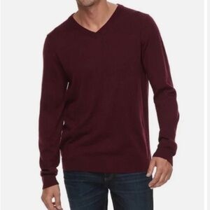 Old Navy Men’s V-Neck Maroon Red Burgundy Cranberry Sweater